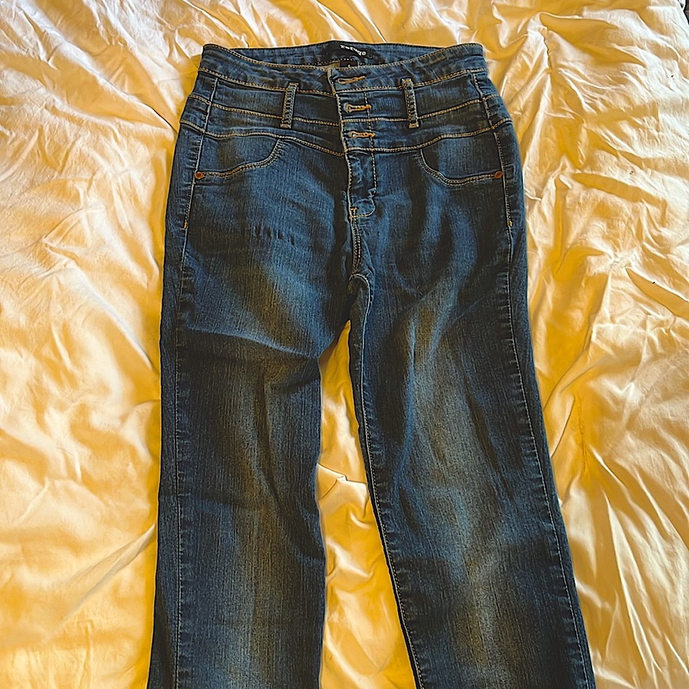 Refuge high waist super skinny dark blue jeans